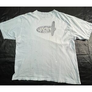 VTG PCH Surf Club Shirt Destroyed Mens XL Light Blue Distressed